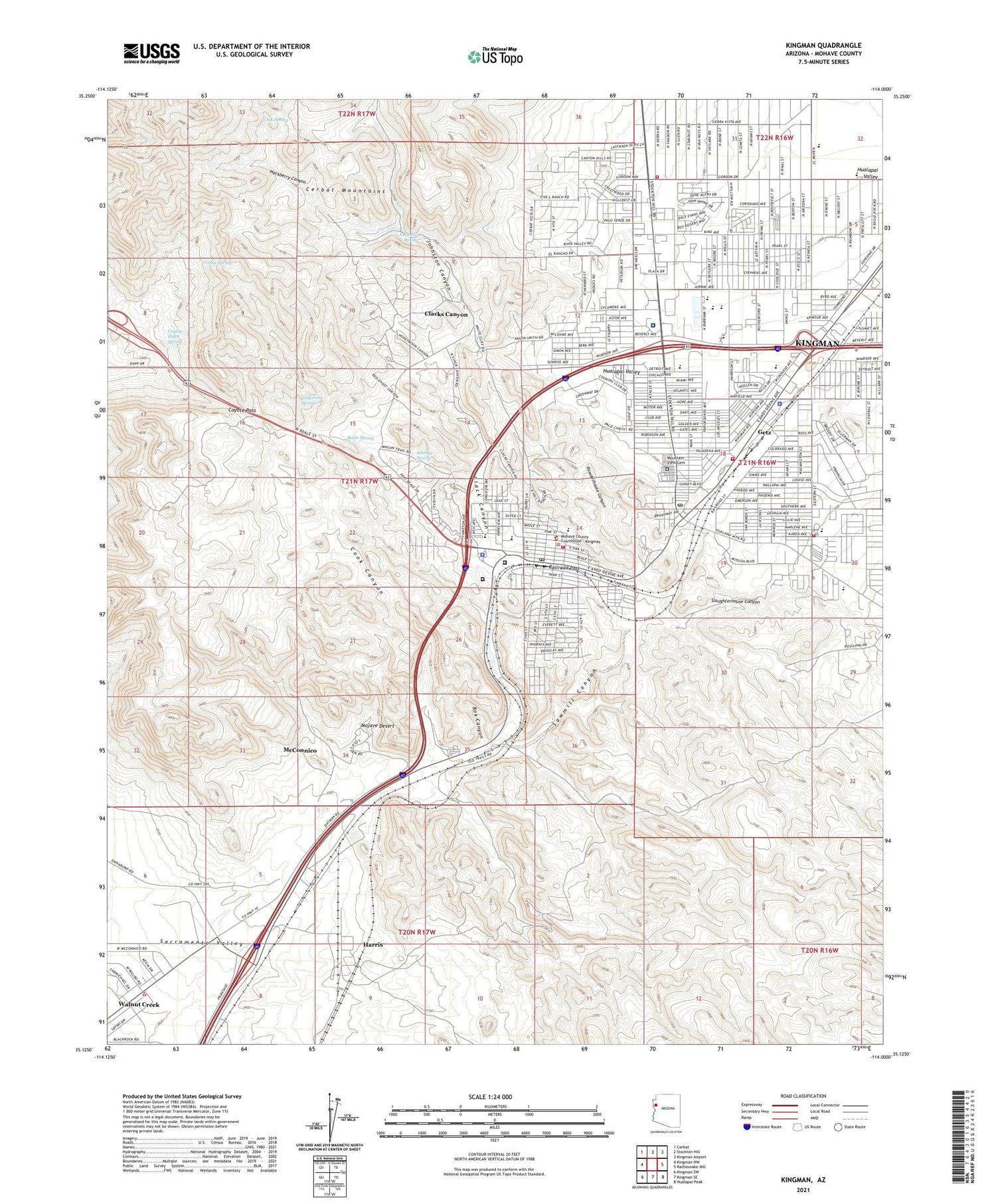 Kingman Arizona US Topo Map Image