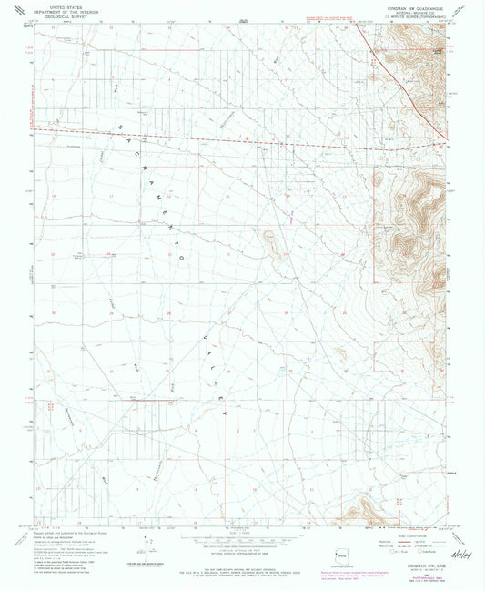 Classic USGS Kingman NW Arizona 7.5'x7.5' Topo Map Image