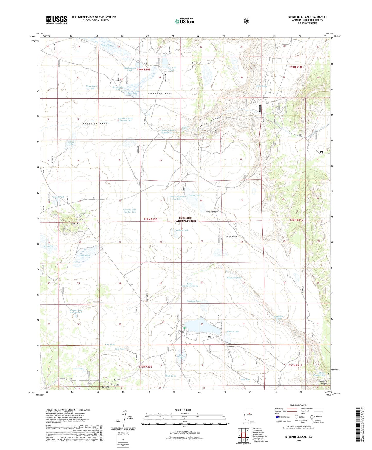 Kinnikinick Lake Arizona US Topo Map Image