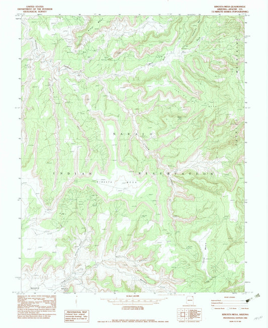 Classic USGS Kinusta Mesa Arizona 7.5'x7.5' Topo Map Image