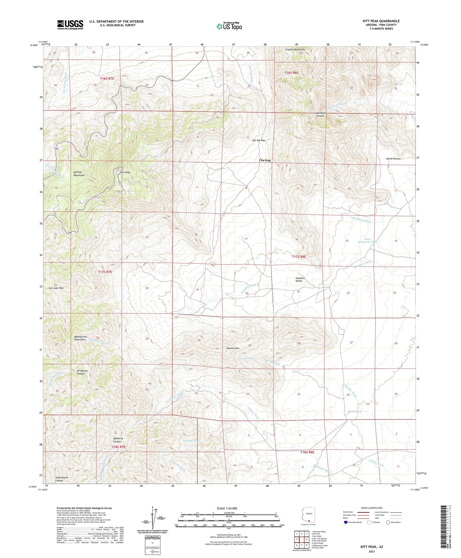 Kitt Peak Arizona US Topo Map Image