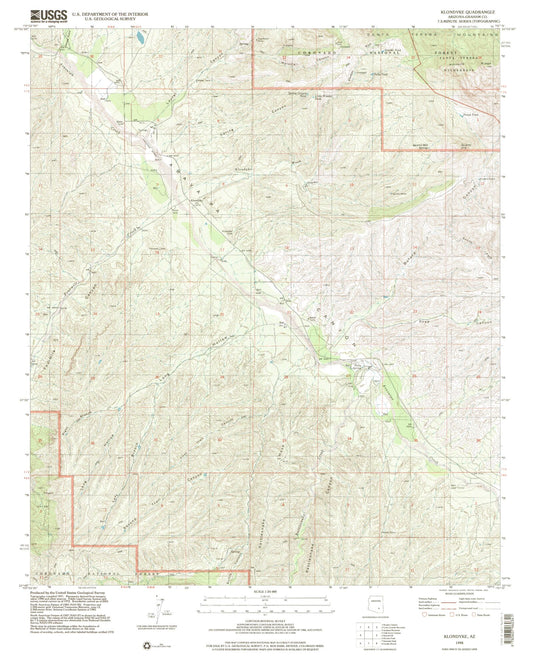 Classic USGS Klondyke Arizona 7.5'x7.5' Topo Map Image