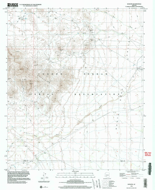 Classic USGS Kohatk Arizona 7.5'x7.5' Topo Map Image