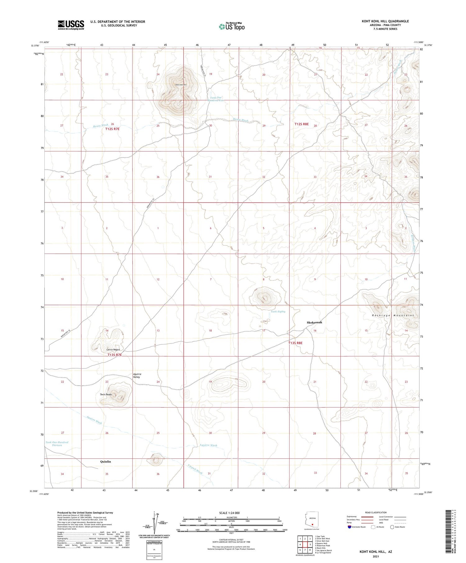 Koht Kohl Hill Arizona US Topo Map Image