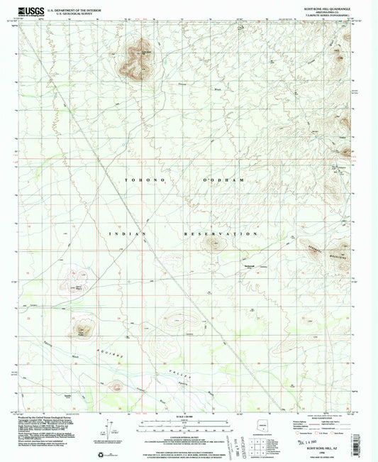 Classic USGS Koht Kohl Hill Arizona 7.5'x7.5' Topo Map Image