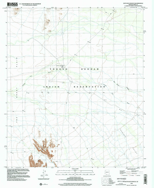 Classic USGS Kots Kug Ranch Arizona 7.5'x7.5' Topo Map Image