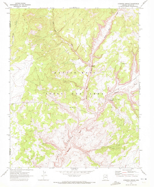 Classic USGS Kydestea Spring Arizona 7.5'x7.5' Topo Map Image