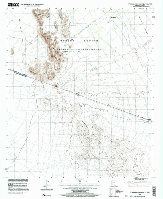 Classic USGS La Lesna Mountains Arizona 7.5'x7.5' Topo Map Image