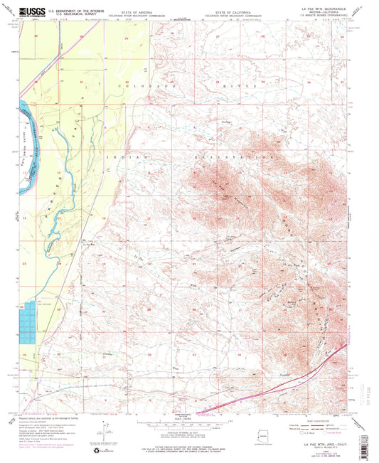 Classic USGS La Paz Mountain Arizona 7.5'x7.5' Topo Map Image