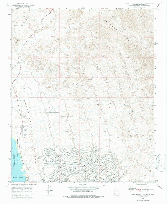 Classic USGS Lake Havasu City North Arizona 7.5'x7.5' Topo Map Image