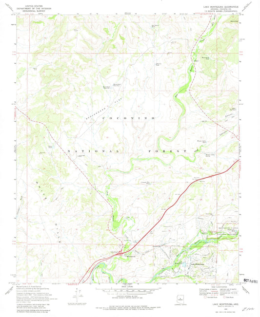 Classic USGS Lake Montezuma Arizona 7.5'x7.5' Topo Map Image