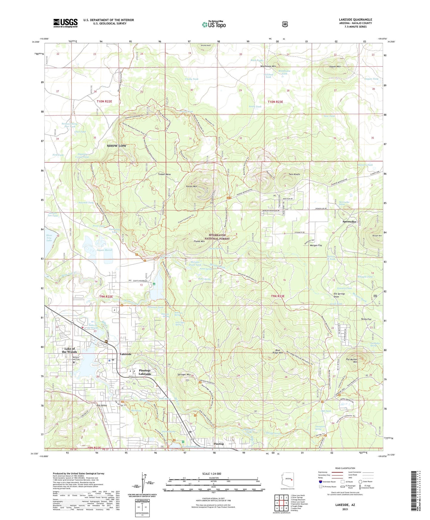 Lakeside Arizona US Topo Map Image