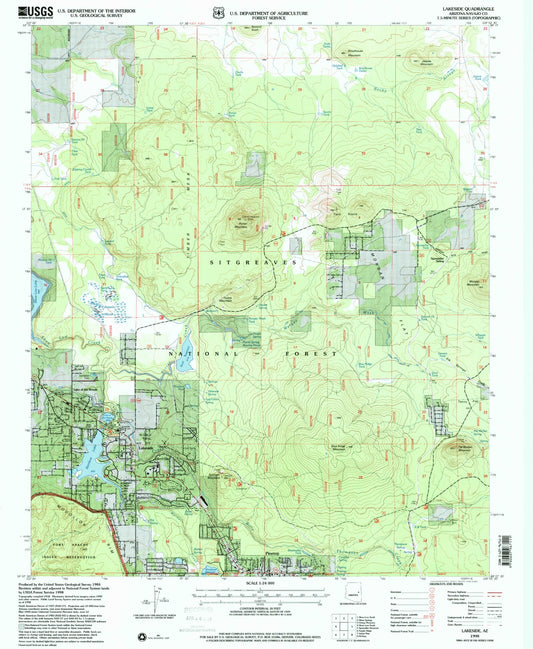 Classic USGS Lakeside Arizona 7.5'x7.5' Topo Map Image