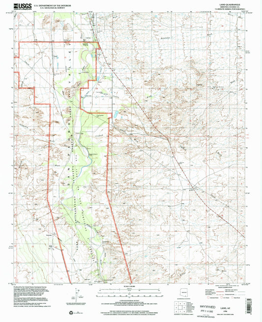 Classic USGS Land Arizona 7.5'x7.5' Topo Map Image