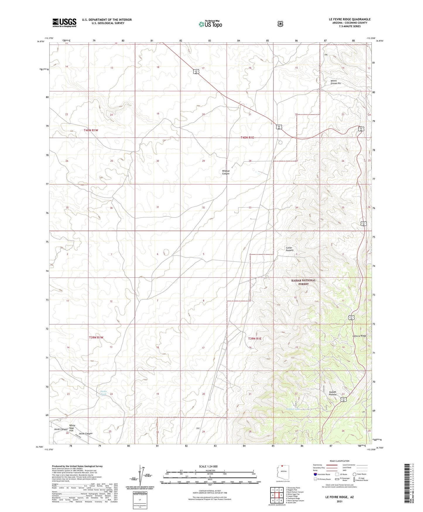 Le Fevre Ridge Arizona US Topo Map Image
