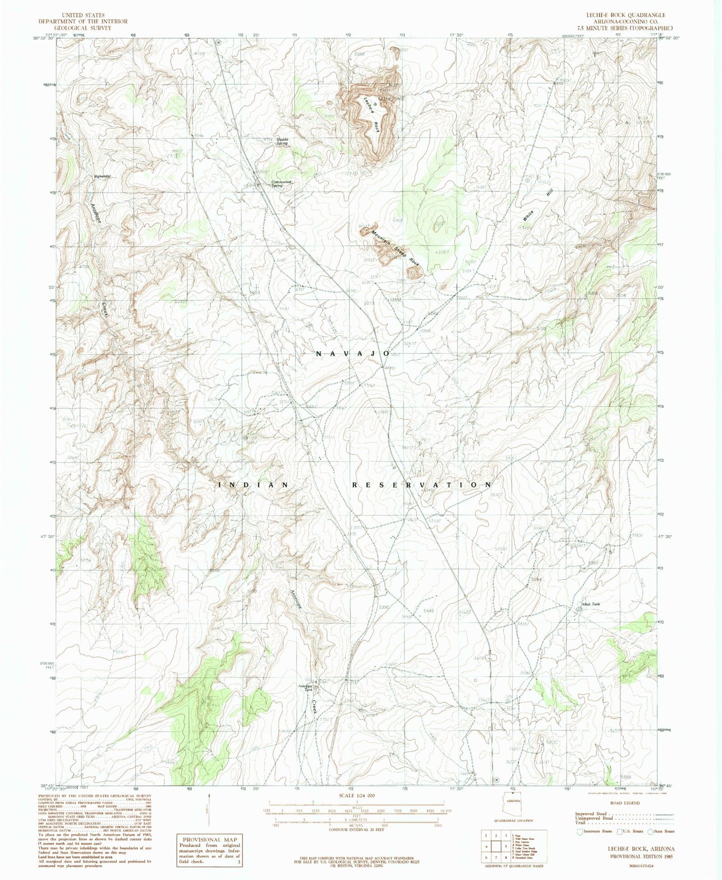 Classic USGS LeChee Rock Arizona 7.5'x7.5' Topo Map Image