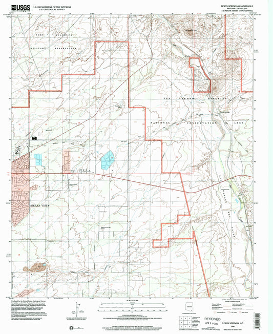 Classic USGS Lewis Springs Arizona 7.5'x7.5' Topo Map Image