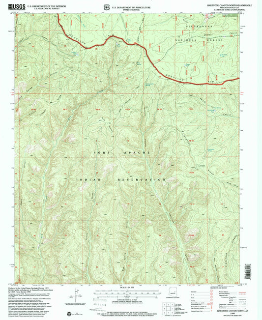 Classic USGS Limestone Canyon North Arizona 7.5'x7.5' Topo Map Image