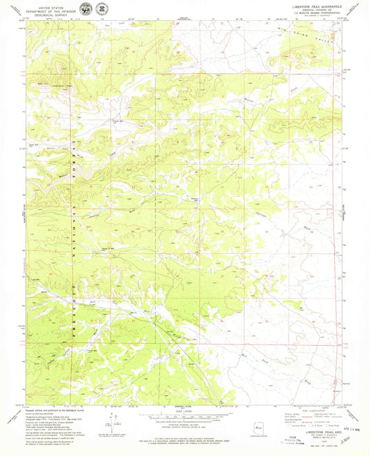 Classic USGS Limestone Peak Arizona 7.5'x7.5' Topo Map Image