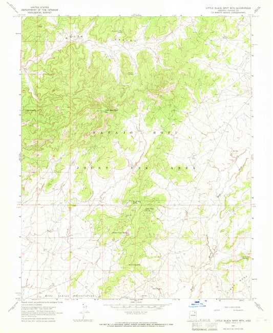 Classic USGS Little Black Spot Mountain Arizona 7.5'x7.5' Topo Map Image
