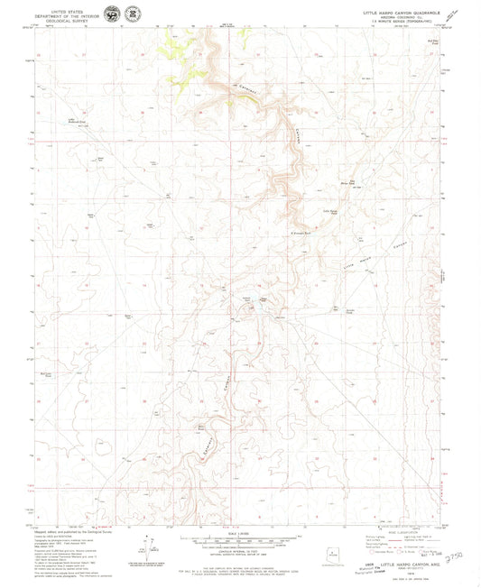 Classic USGS Little Harpo Canyon Arizona 7.5'x7.5' Topo Map Image