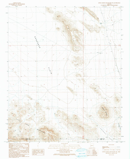 Classic USGS Little Horn Mountains NE Arizona 7.5'x7.5' Topo Map Image