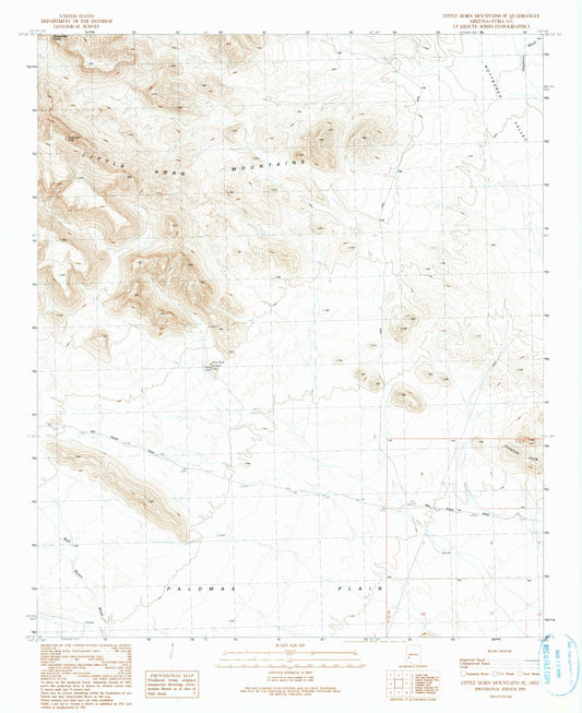 Classic USGS Little Horn Mountains SE Arizona 7.5'x7.5' Topo Map Image