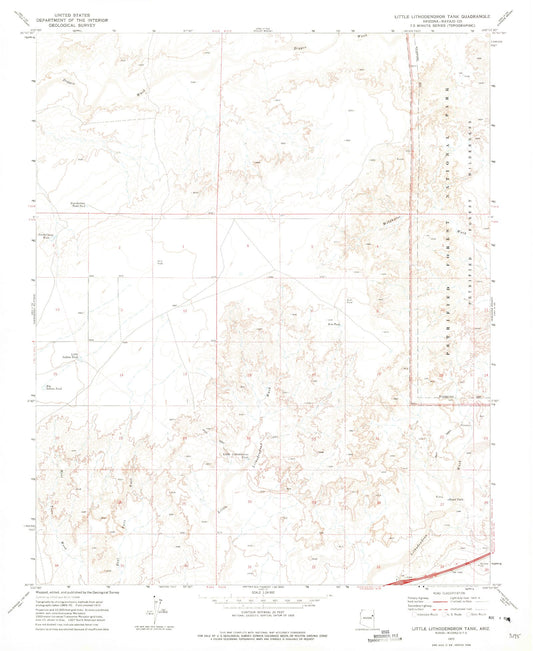 Classic USGS Little Lithodendron Tank Arizona 7.5'x7.5' Topo Map Image