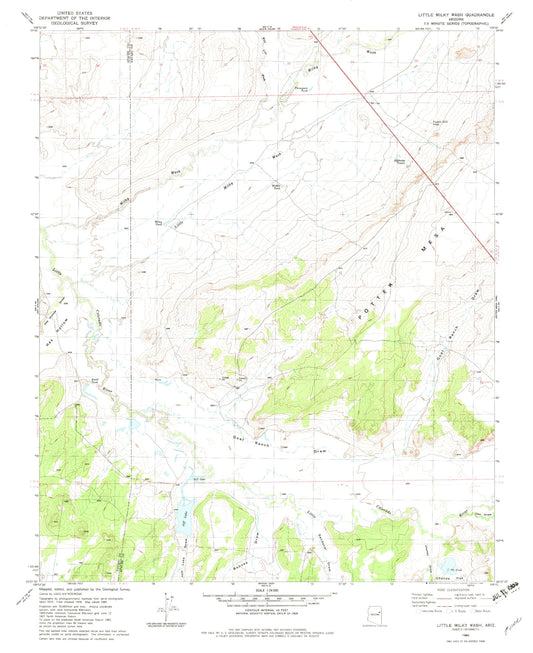 Classic USGS Little Milky Wash Arizona 7.5'x7.5' Topo Map Image