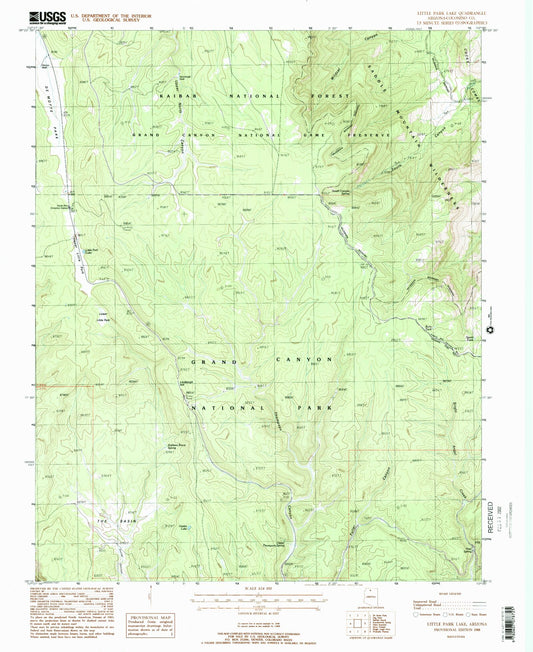 Classic USGS Little Park Lake Arizona 7.5'x7.5' Topo Map Image