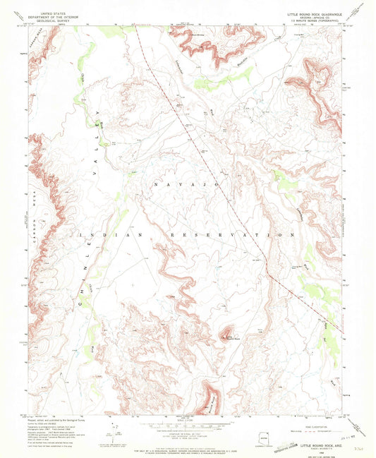 Classic USGS Little Round Rock Arizona 7.5'x7.5' Topo Map Image