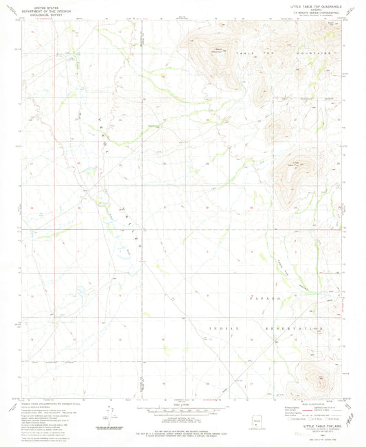 Classic USGS Little Table Top Arizona 7.5'x7.5' Topo Map Image