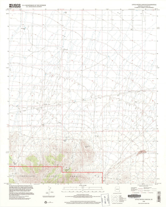 Classic USGS Little Wood Canyon Arizona 7.5'x7.5' Topo Map Image