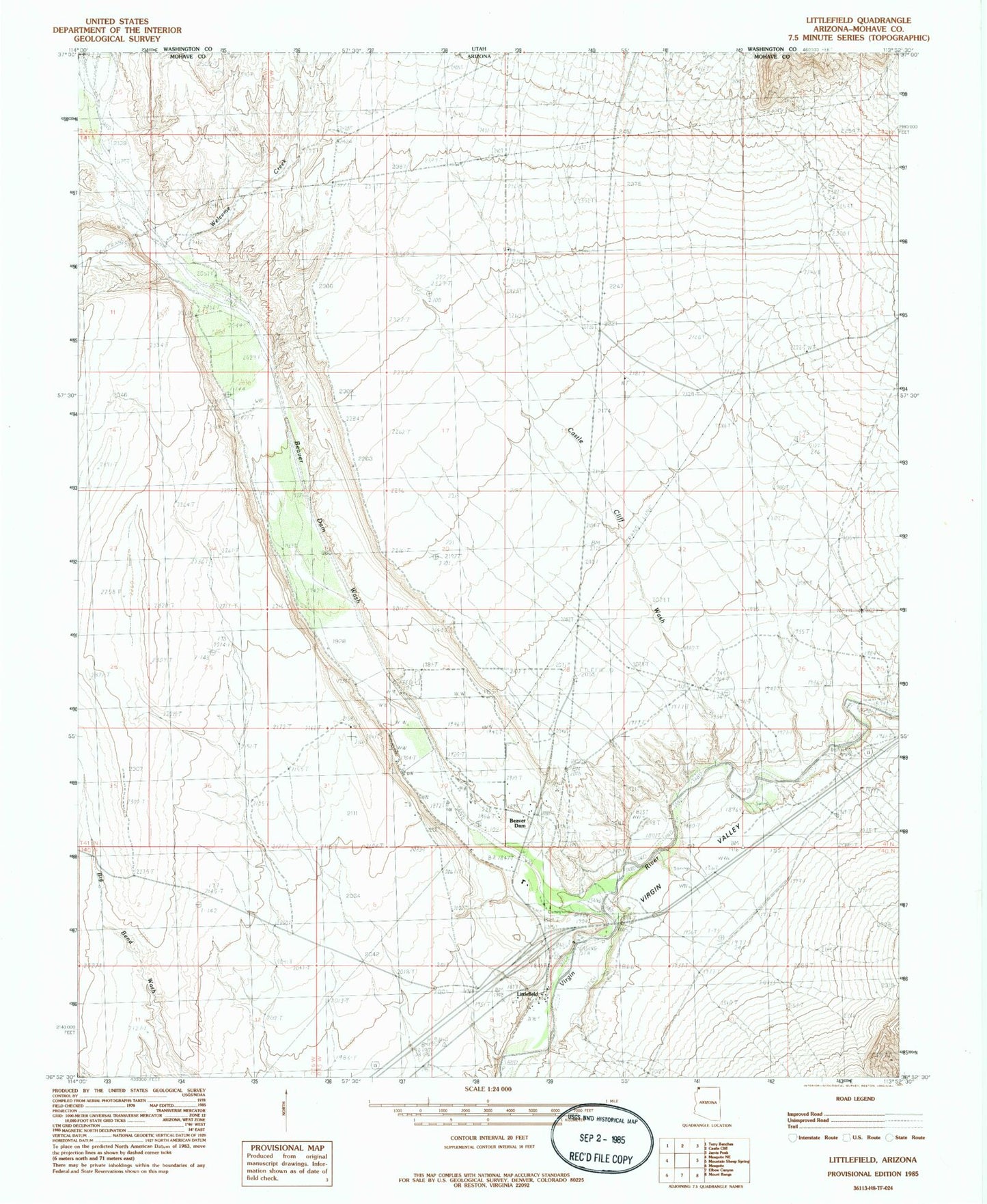 Classic USGS Littlefield Arizona 7.5'x7.5' Topo Map Image