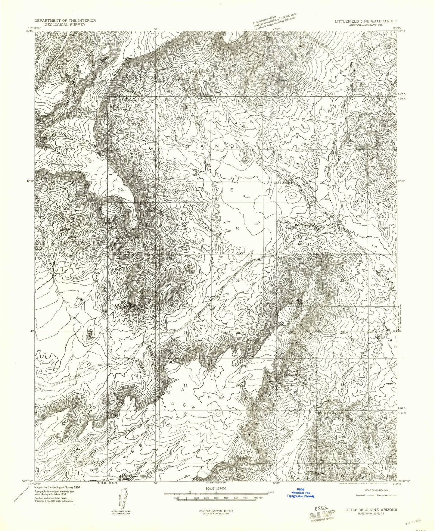 Classic USGS Cane Springs Arizona 7.5'x7.5' Topo Map Image