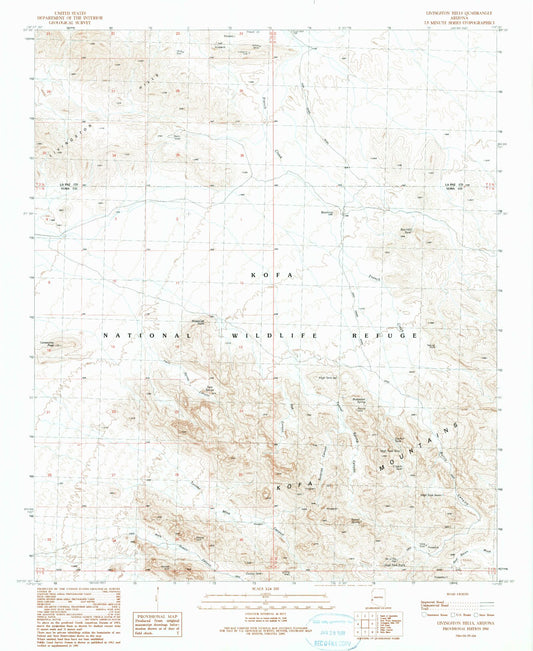 Classic USGS Livingston Hills Arizona 7.5'x7.5' Topo Map Image