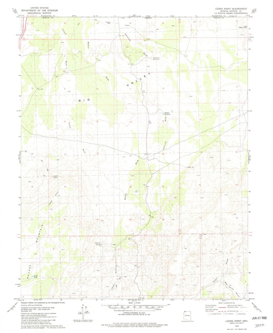 Classic USGS Lizard Point Arizona 7.5'x7.5' Topo Map Image