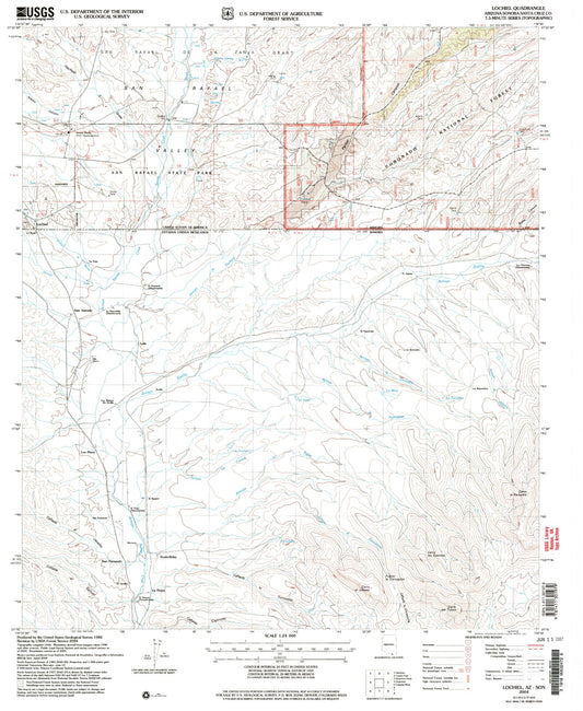 Classic USGS Lochiel Arizona 7.5'x7.5' Topo Map Image