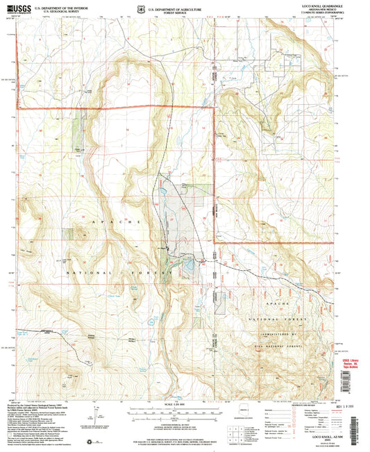 Classic USGS Loco Knoll Arizona 7.5'x7.5' Topo Map Image