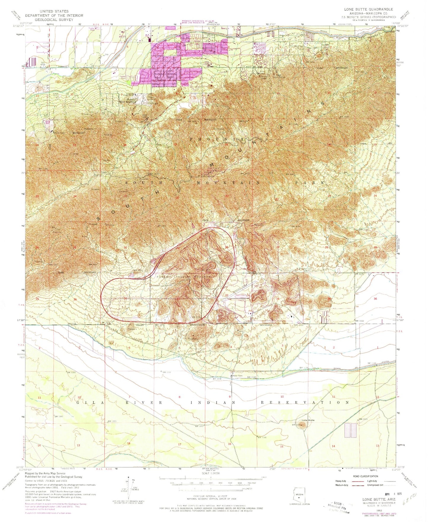 Classic USGS Lone Butte Arizona 7.5'x7.5' Topo Map Image
