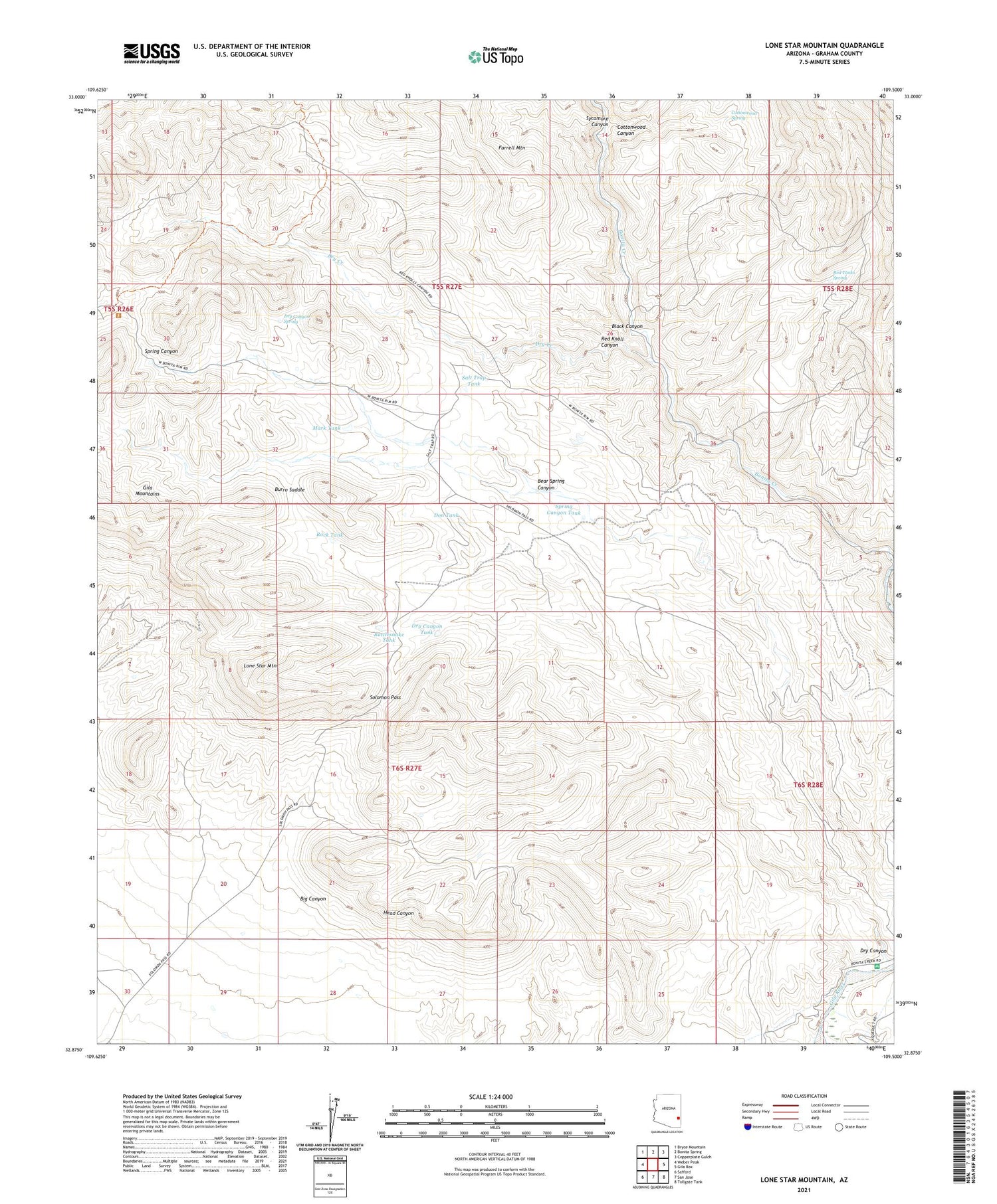 Lone Star Mountain Arizona US Topo Map Image
