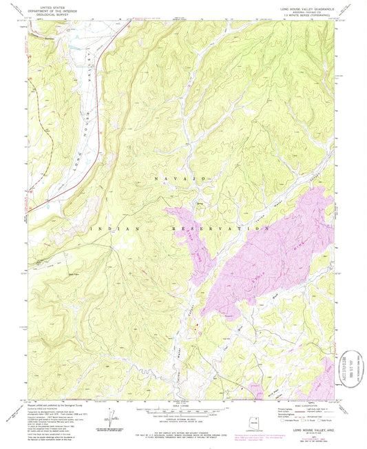 Classic USGS Long House Valley Arizona 7.5'x7.5' Topo Map Image