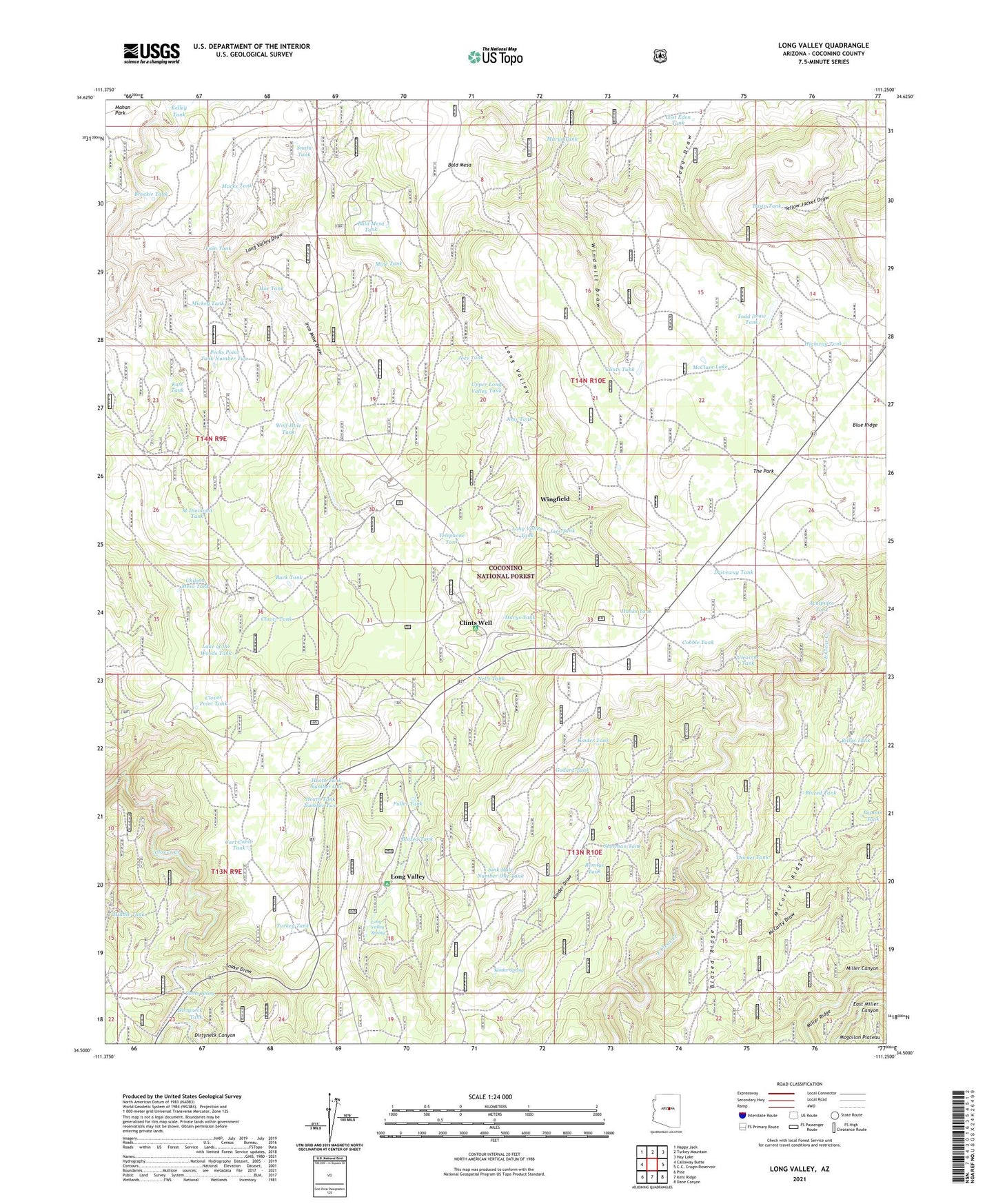 Long Valley Arizona US Topo Map Image
