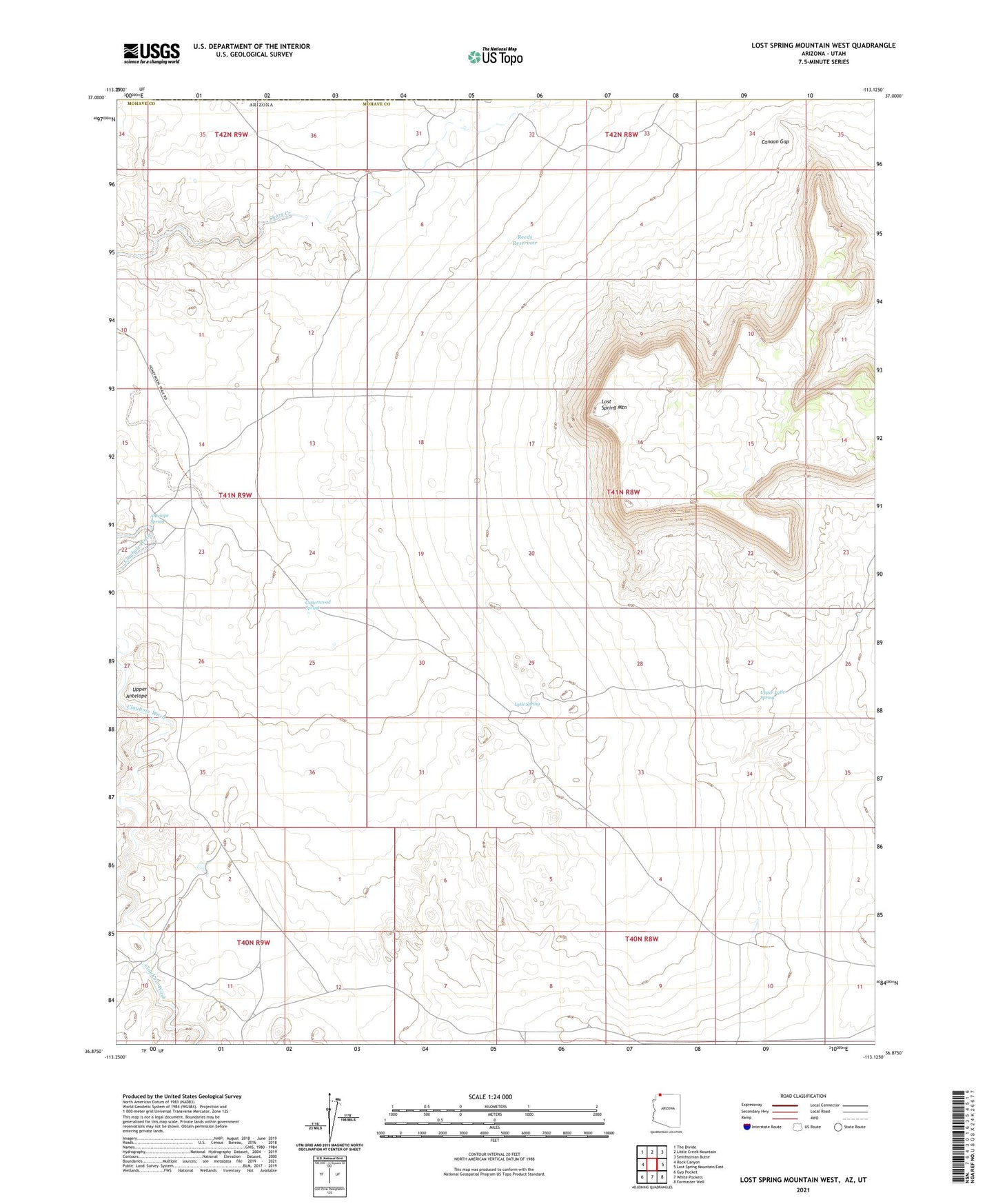 Lost Spring Mountain West Arizona US Topo Map Image