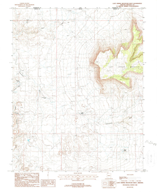 Classic USGS Lost Spring Mountain West Arizona 7.5'x7.5' Topo Map Image