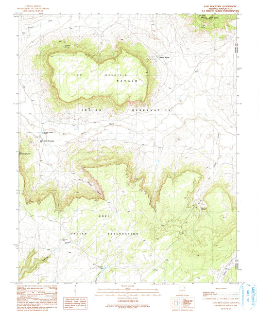 Classic USGS Low Mountain Arizona 7.5'x7.5' Topo Map Image