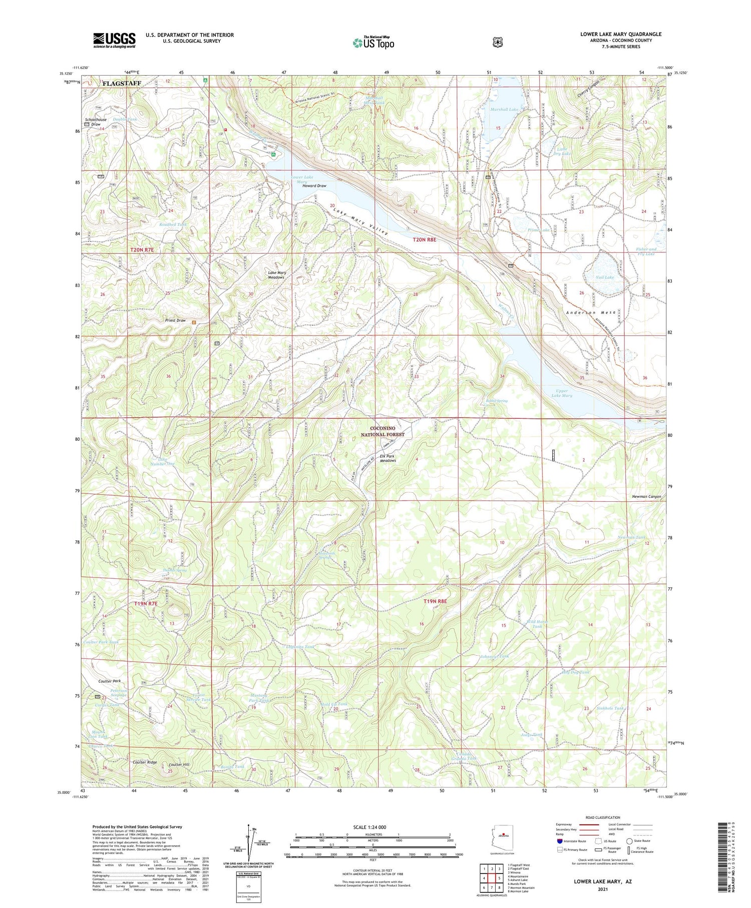 Lower Lake Mary Arizona US Topo Map Image