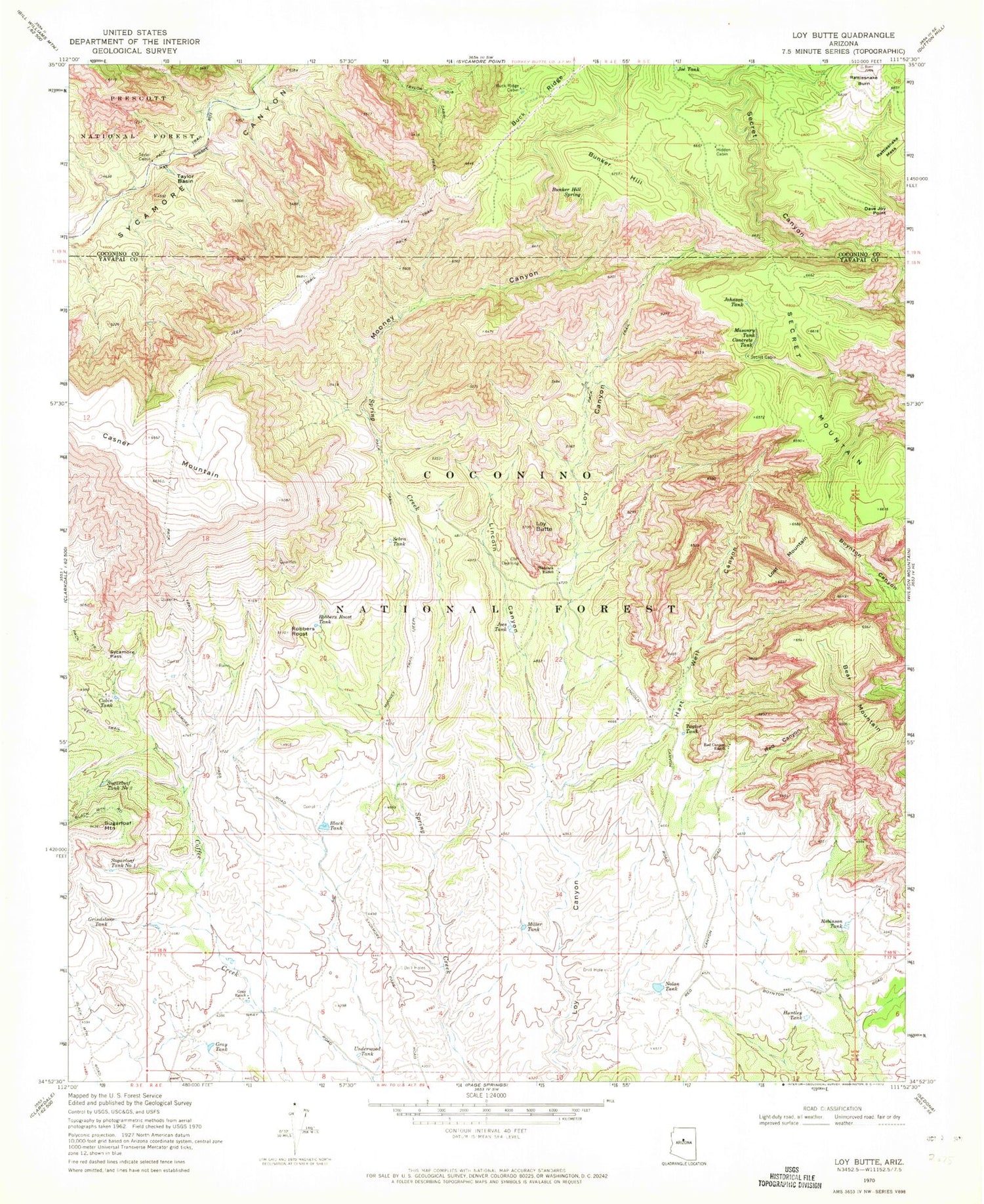 Classic USGS Loy Butte Arizona 7.5'x7.5' Topo Map Image