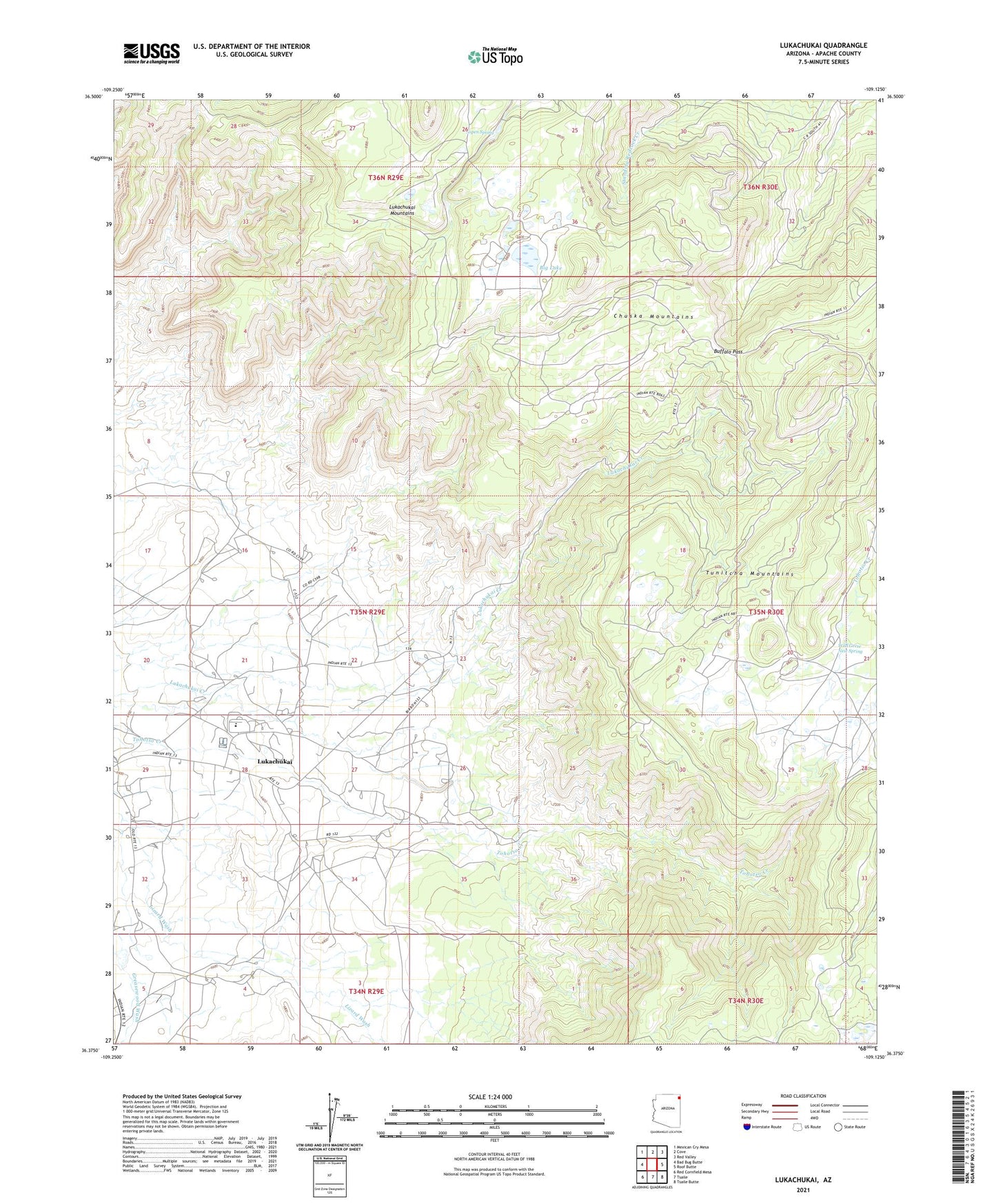 Lukachukai Arizona US Topo Map Image
