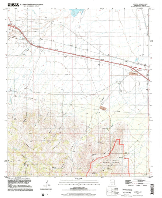 Classic USGS Luzena Arizona 7.5'x7.5' Topo Map Image